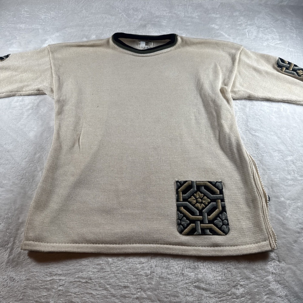 Vintage‎ Norma & Hyla Chicago Hand Loomed Knit 100% Cotton Size M Beige